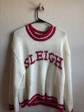 Cream & Red 'Sleigh' Knit Crew Sweater
